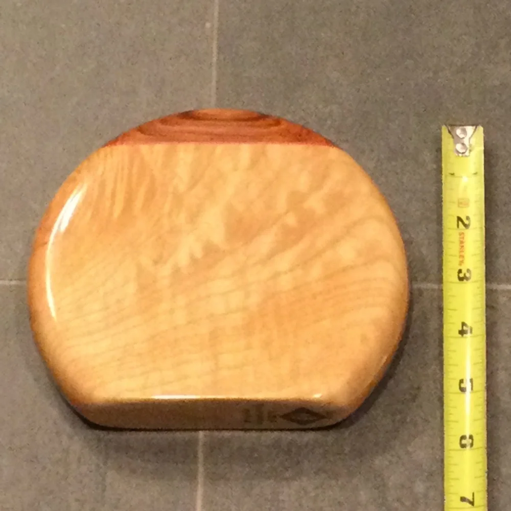 Tulipwood and maple wooden vase (5.5” x 1.5” x 6.25”)